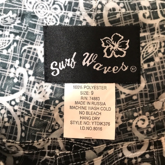 Surf Waves Sport Shorts Black Pattern Juniors' 9 Made in Russia NWT - Picture 10 of 17